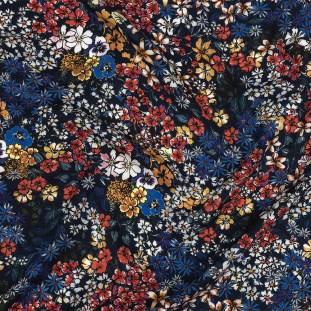 Mood Exclusive Maritime Blue Abounding Blossoms Viscose Twill