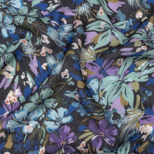 Mood Exclusive Muted Black Daylily Dreamscape Viscose and Linen Twill