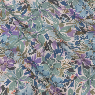 Mood Exclusive Lilac Daylily Dreamscape Viscose and Linen Twill