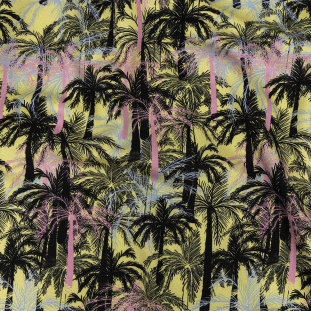 Mood Exclusive Yellow Moonlit Palms Stretch Cotton Sateen
