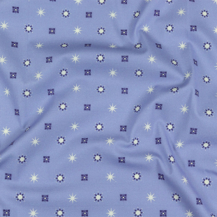 Mood Exclusive Periwinkle Stars n’ Squares Stretch Cotton Poplin
