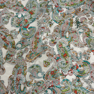 Mood Exclusive Teal and Saffron Precious Paisleys Printed Stretch Floral Jacquard