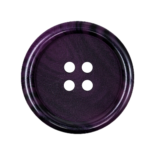 Plum Perfect and Crown Jewel Swirl 4-Hole Plastic Button with Etched Face and Shiny Tire Shaped Rim - 44L/28mm