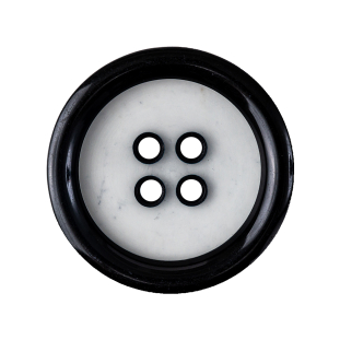 Black and Translucent Rounded Rim 4-Hole Plastic Button - 44L/28mm