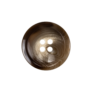 Taupe and Nut Brown Swirl Convex 4-Hole Button with Subtle Rim - 36L/23mm