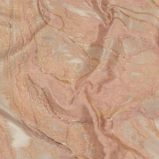 Metallic Cream Pink, Gold and Pale Gray Marbled Luxury Brocade