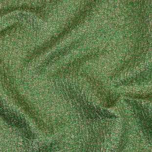 Metallic Kelly Green and Gold Crackle Luxury Brocade with Smooth White Backing