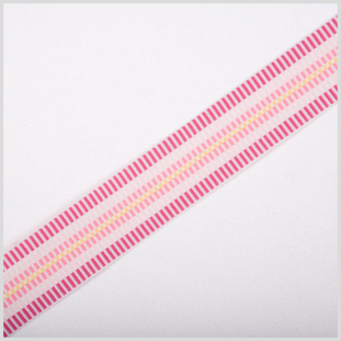 Pink/Yellow/White Striped Grosgrain Ribbon