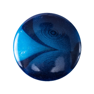 Deep Navy and Cerulean Abstract Self-Shank Back Plastic Button - 44L/28mm