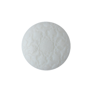 White Floral Embossed Shank Back Plastic Button - 36L/23mm