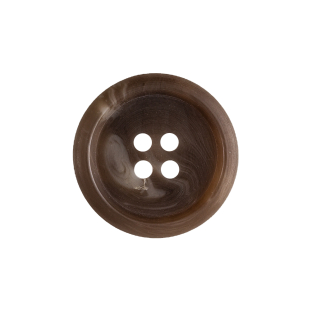 Caramel and Warm Gray Swirl 4-Hole Plastic Button with Pronounced Rim - 36L/23mm