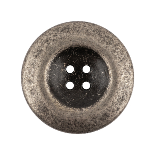 Italian Silver Oxidized Deep Well 4-Hole Button - 44L/28mm