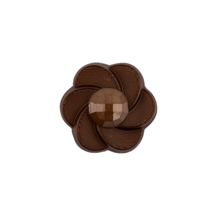 Italian Brown Floral and Geometric Shank Back Nylon Button - 32L/20mm