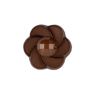 Italian Brown Floral and Geometric Shank Back Nylon Button - 36L/23mm