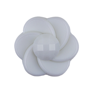 Italian White Floral and Geometric Shank Back Nylon Button - 44L/28mm