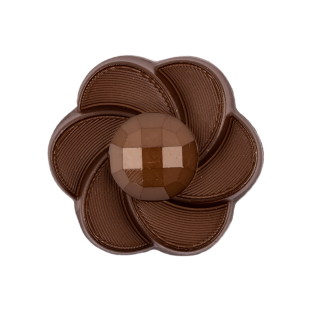 Italian Brown Floral and Geometric Shank Back Nylon Button - 44L/28mm