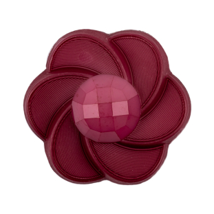 Italian Dark Pink Floral and Geometric Shank Back Nylon Button - 54L/34mm