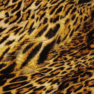 Yellow and Black Leopard Printed Stretch Polyester and Spandex Knit Jersey