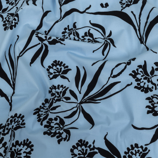 Carolina Herrera Miramar Blue Floral Stretch Cotton Poplin
