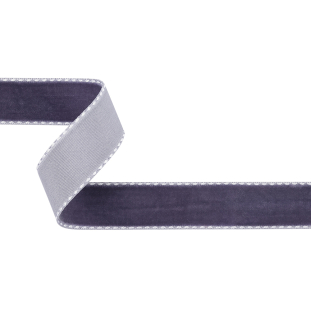Faded Purple and White Side-Stitched Velvet Ribbon - 0.75"