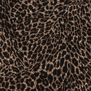 Brown Leopard Printed Stretch Cotton Denim