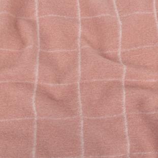 Light Pink and White Windowpane Check Chunky Wool Knit
