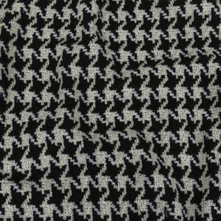 Black, Off-White and Metallic Silver Houndstooth Tweed