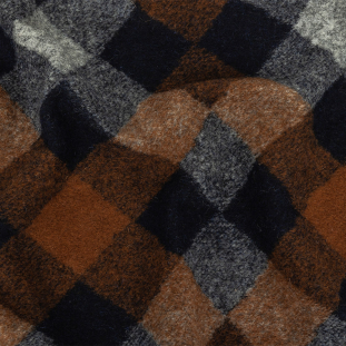 Burnt Orange, Navy and Gray Argyle Fuzzy Wool Knit