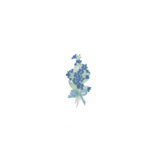 Light Blue, Blue and Green Bouquet Cotton Blend Applique - 2.5" x 1.125"