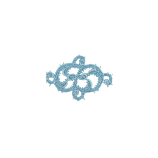 Winter Sky Blue Scroll Rayon Blend Applique - 3.125" x 2.125"