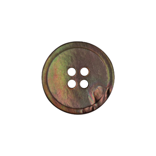 Italian Raku Green and Firey Orange Iridescent 4-Hole Narrow Rim Shell Button - 32L/20mm