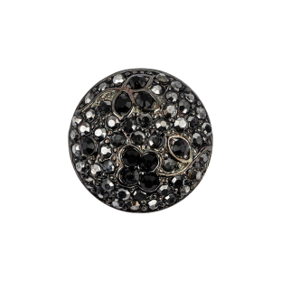 Italian Onyx and Gunmetal Rhinestone Shank Back Button - 34L/21.5mm