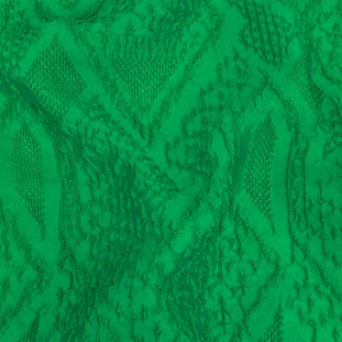 Carolina Herrera Kelly Green Geometric Silk Brocade