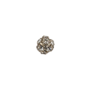 Vintage Swarovski Crystal Rhinestones and Silver Metal Shank Back Ball Button - 13L/8mm