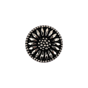 Vintage Gunmetal Floral Shank Back Glass Button - 28L/18mm