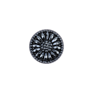 Vintage Dk Montana Floral Shank Back Glass Button - 22L/14mm