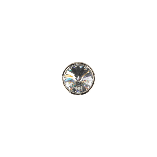 Vintage Swarovski Crystal Rhinestone and Silver Metal Circular Shank Back Button - 12L/7.5mm