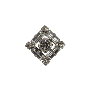 Vintage Swarovski Crystal Rhinestones and Gems, Silver Metal Square Shank Button - 30L/19mm