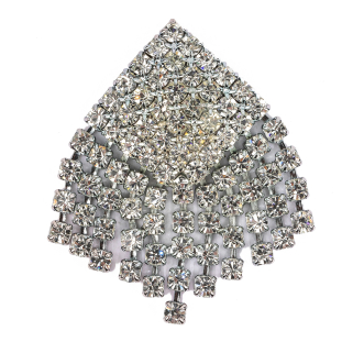 Vintage Swarovski Crystal Rhinestones and Silver Metal Abstract Ornament - 1.75" x 1.625"