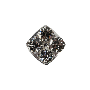 Vintage Swarovski Crystal Rhinestones and Silver Metal Square Shank Back Button - 32L/20mm