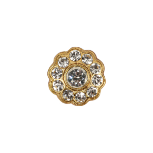 Vintage Swarovski Crystal and Gold Floral Shank Back Rhinestone Button - 25L/16mm