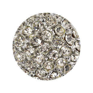 Vintage Swarovski Clustered Crystal Rhinestones and Shiny Silver Metal Circular Shank Back Button - 28L/18mm