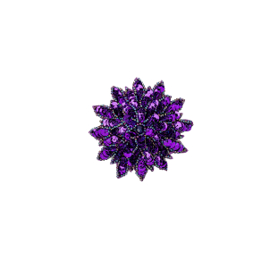 Vintage Purple Sequins and Oil Slick Iridescent Beaded Flower Applique - 3" x 3"