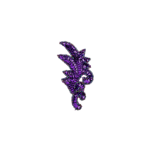 Vintage Purple Iris Sequins and Iridescent Seed Beaded Leaf Applique - 3.75" x 1.75"
