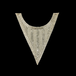 Vintage Silver-lined Chop and Bugle Beaded Triangular Collar Applique - 10" x 8.625"