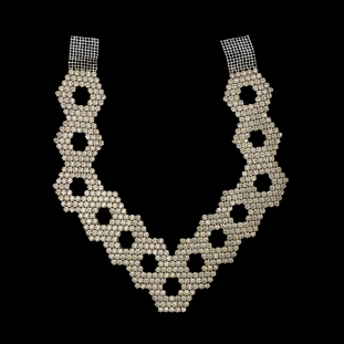 Vintage Crystal Rhinestone Hexagons Collar Applique - 8&quot; x 7.75&quot;
