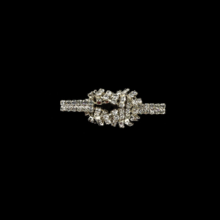 Vintage Crystal Rhinestones and Silver Metal Mesh Knot Ornament - 1" x 2.375"