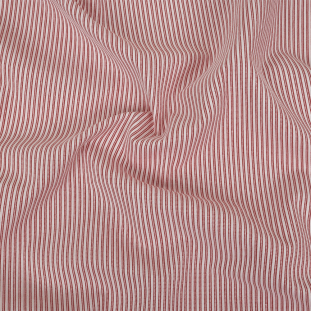 Red and White Tactile Stripes Stretch Cotton and Polyester Woven