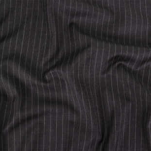 Italian Charcoal Chalk Stripes Stretch Super 100 Wool Suiting