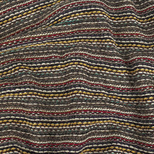 Taupe, Red and Yellow Striped Chunky Wool Knit